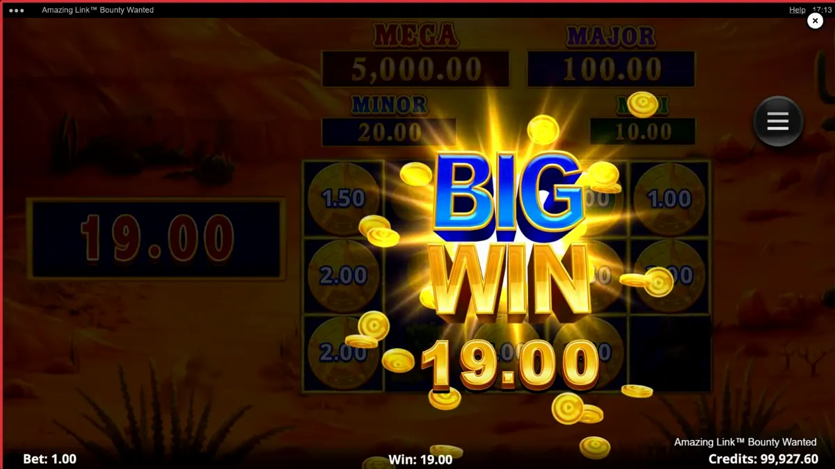 Interface do jogo Amazing Link Bounty Wanted com tema de Velho Oeste