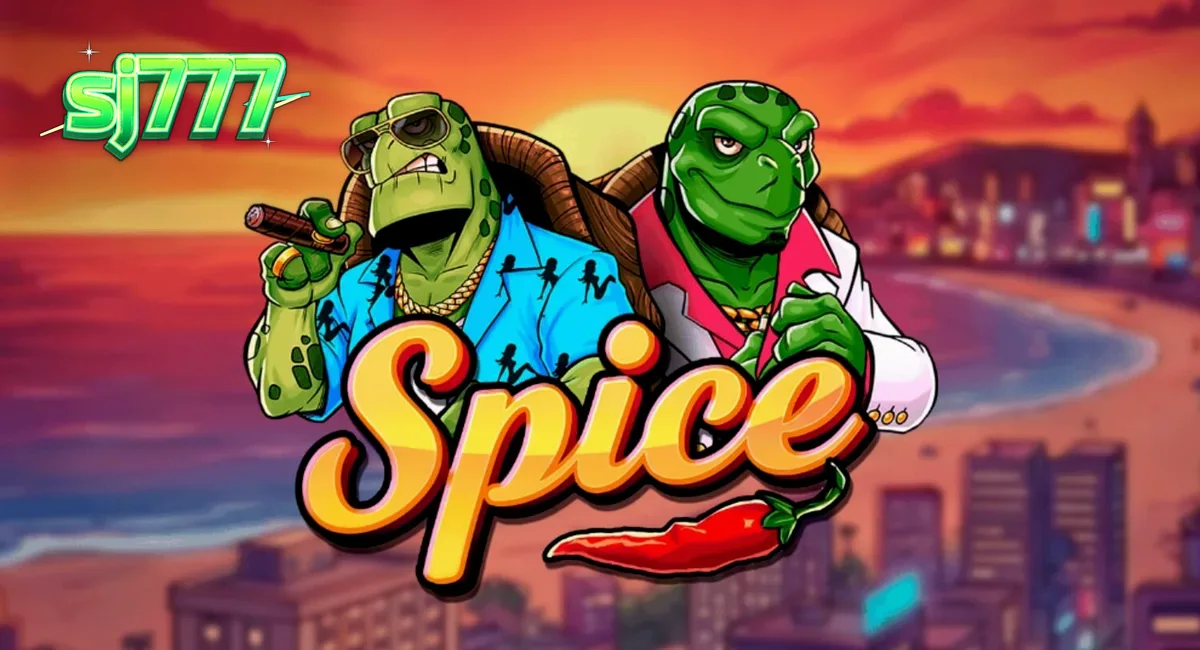 Interface vibrante e colorida do slot Spice da NetEnt com temática de tartarugas e estilo vaporwave.